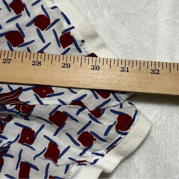 Poupette St Barth Size 0 3/4 sleeve romperwhite blue floral print